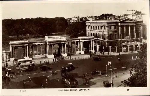 Foto Ak London City England, Hyde Park Corner