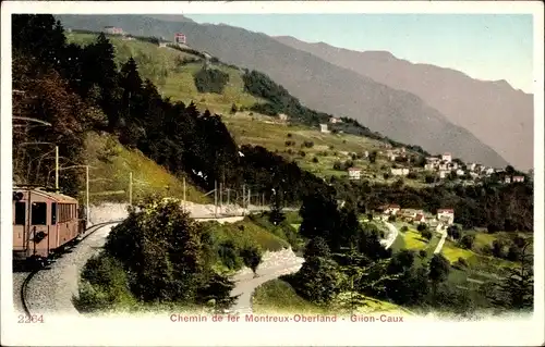 Ak Glion Caux Montreux Kanton Waadt, Chemin de fer, Eisenbahn
