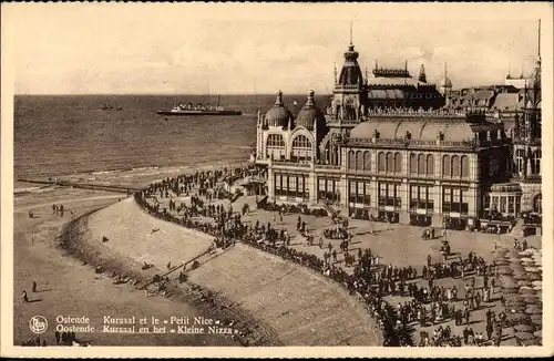 Ak Ostende Westflandern, Kursaal et le Petit Nice, Strandansicht