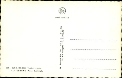 Ak  Koksijde Coxyde sur Mer Westflandern, Teirlinckplaats