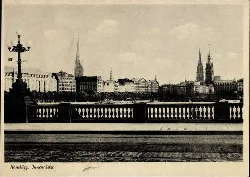 Ak Hamburg Mitte Altstadt, Partie an der Innenalster, Panorama