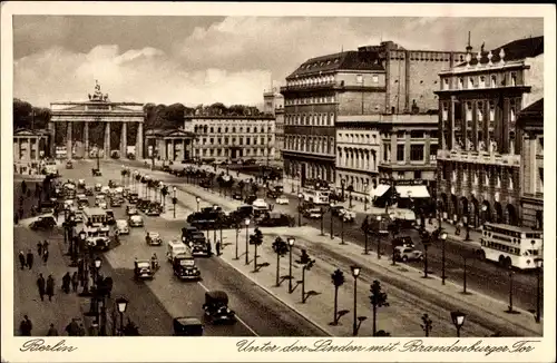 Ak Berlin Mitte, Unter den Linden mit Brandenburger Tor