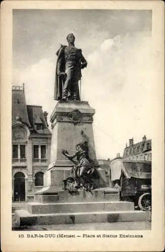 Ak Bar le Duc Meuse, Place et Statue Exelmans