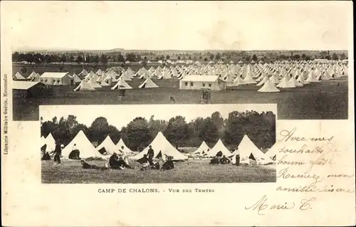 Ak Camp de Chalons Marne, Vue des Tentes