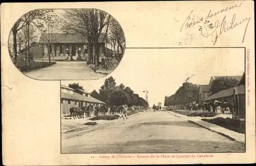 Ak Camp de Chalons Marne, Bureau de la Place et Quartier de Cavalerie