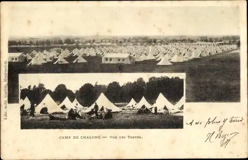 Ak Camp de Chalons Marne, Vue des Tentes