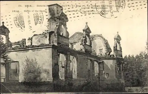 Ak Etrepy Marne, Château d'Étrepy, Bataille de Marne du 6 au 12 Sept. 1914, Ruine
