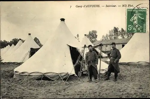 Ak Auvours Champagné Sarthe, Camp d'Auvours, Interieur