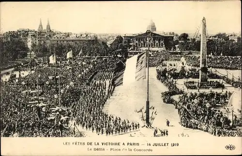 Ak Paris VIII., Place de la Concorde, Fetes de la Victoire 1919