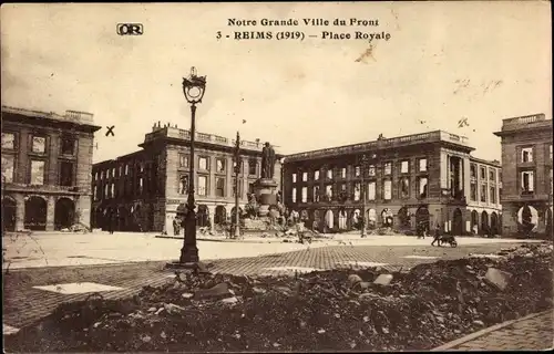 Ak Reims Marne, Notre Grande Ville du Front, Place Royale