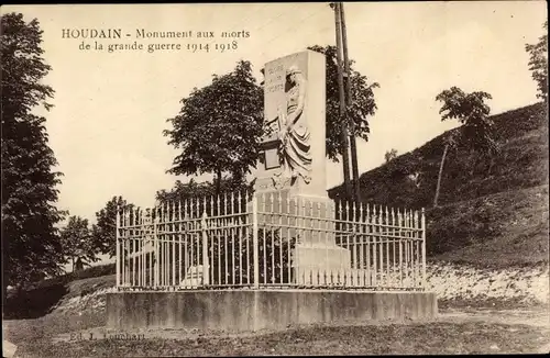 Ak Houdain Pas de Calais, Monument aux morts de la grande guerre 1914 1918, Denkmal