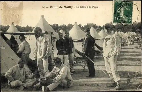 Ak Mailly le Camp Aube, La lettre a la Payse