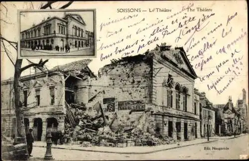 Ak Soissons Aisne, Le Theatre, ruines