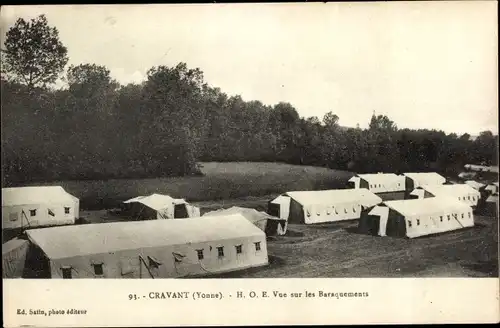 Ak Cravant Yonne, Vue sur les Baraquements