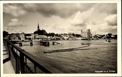 Ak Kappeln an der Schlei, Panorama vom Ort, Blick v. d. Seebrücke