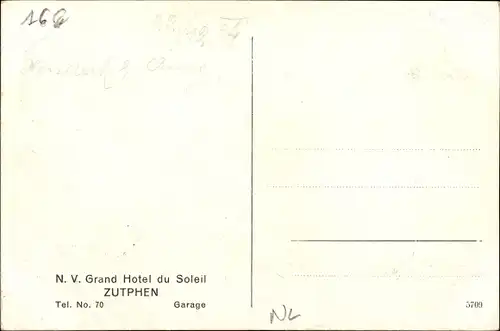 Ak Zutphen Gelderland, Grand Hotel du Soleil