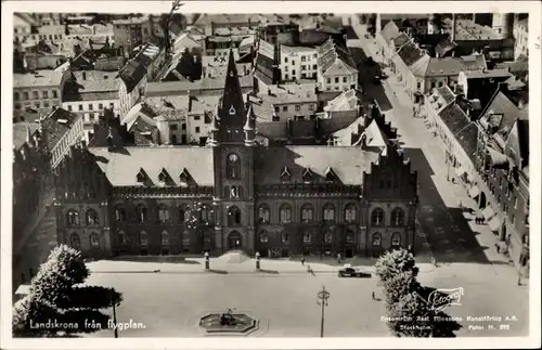 Ak Landskrona Schweden, fran flygplan