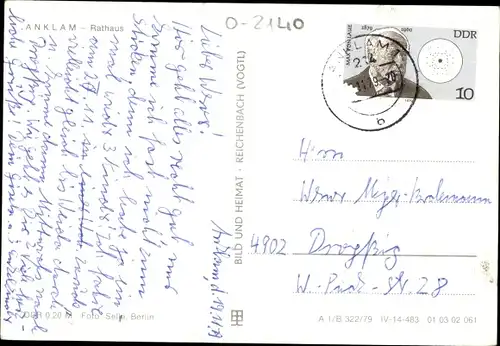 Ak Anklam in Mecklenburg Vorpommern, Rathaus, Springbrunnen