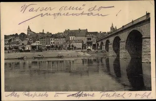 Ak Remich an der Mosel Luxemburg, Teilansicht mit Brücke