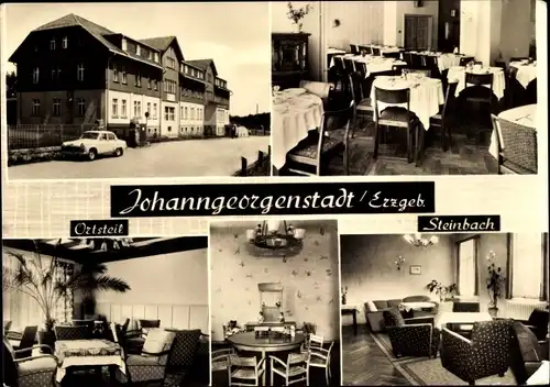 Ak Steinbach Johanngeorgenstadt im Erzgebirge, Ferienheim der IG Wismut, Innenräume, Hausansicht