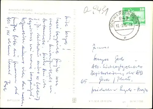 Ak Antonshöhe Antonsthal Breitenbrunn im Erzgebirge, Kneipp-Sanatorium, Außenansicht