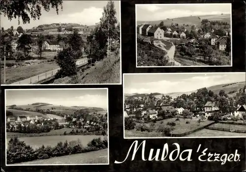 Ak Mulda im Erzgebirge, Blick auf die Ortschaft mit Umgebung, Häuser, Felder