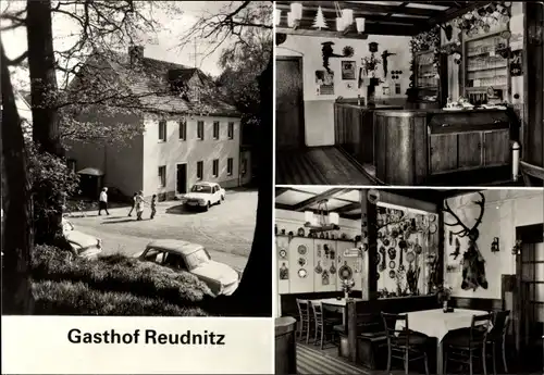 Ak Reudnitz Sörnewitz Cavertitz, Gasthof, Straßenpartie, Innenansicht