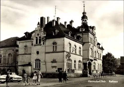 Ak Hermsdorf in Thüringen, Straßenpartie am Rathaus