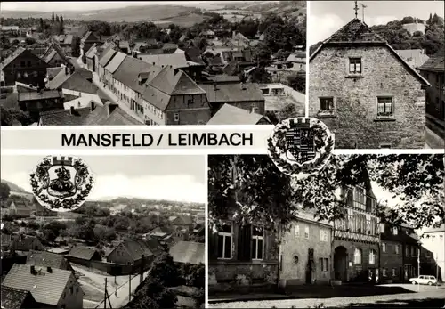 Ak Leimbach Mansfeld im Harzvorland, Schloß Mansfeld, Leimbach Altes und Neues Rathaus