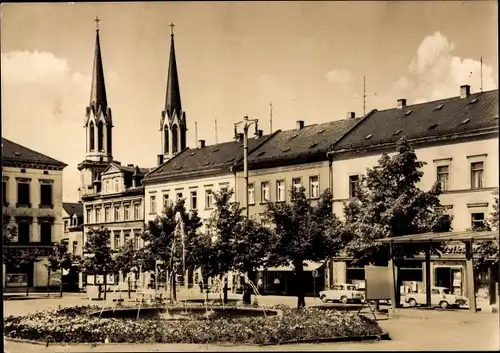 Ak Oelsnitz im Vogtland, Ernst Thälmann Platz, Springbrunnen