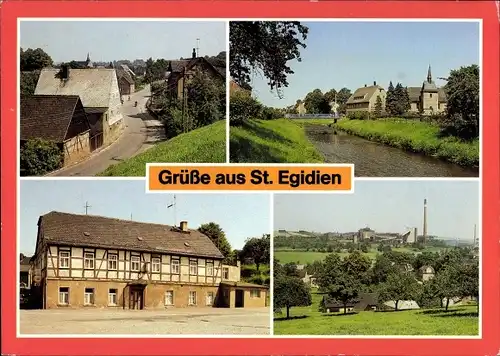 Ak St. Egidien in Sachsen, Glauchauer Straße, Lungwitzbach, Gasthaus Zum Schwan, Teilansicht
