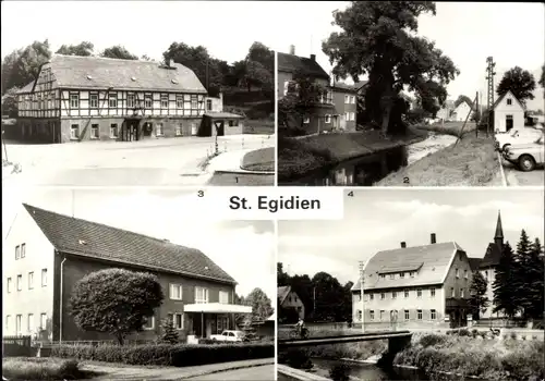 Ak St. Egidien Sachsen, Gasthaus zum Schwan, Landambulatorium, Alte Schule 1811-1930