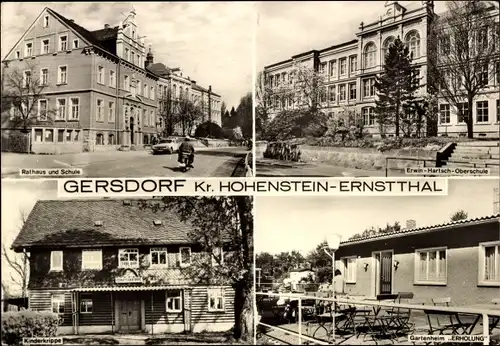 Ak Gersdorf  in Sachsen, Rathaus, Schule, Oberschule, Kinderkrippe, Gartenheim