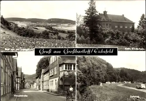 Ak Großbartloff im Eichsfeld Thüringen, Kath. Kinderheim, Zeltplatz, Hauptstraße, Panorama