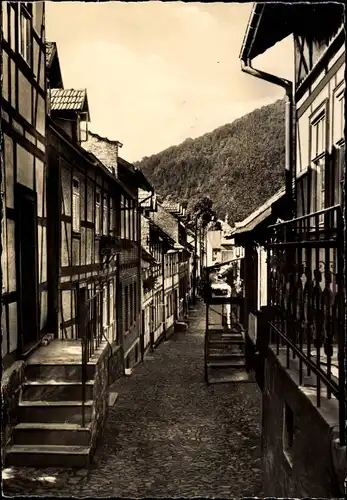 Ak Ilfeld am Harz Thüringen, Burgstraße, Fachwerkgasse