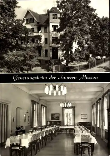 Ak Bad Lausick in Sachsen, Genesungsheim d. Inneren Mission, Speisesaal, Außenansicht