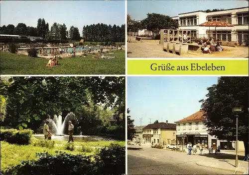 Ak Ebeleben Thüringen, Freibad, Kinderkombination Judith Auer, Im Schloßpark, Markt
