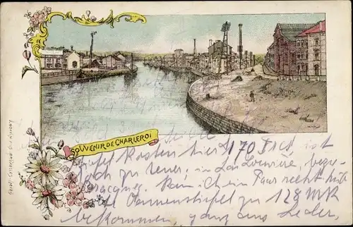 Künstler Ak Charleroi Wallonien Hennegau, Partie am Kanal