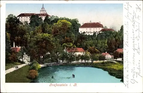 Ak Grabštejn Hrádek nad Nisou Reg. Reichenberg, Blick zur Burg Grafenstein