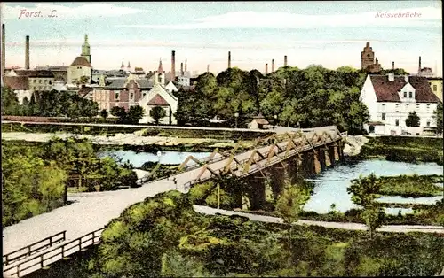 Ak Forst in der Niederlausitz, Neissebrücke