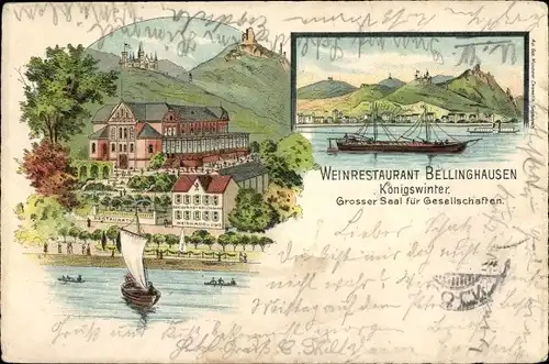 Litho Königswinter am Rhein, Weinrestaurant Bellinghausen