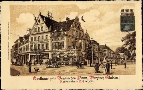 Litho Bergisch Gladbach Nordrhein Westfalen, Gasthaus zum Bergischen Löwen, Wappen