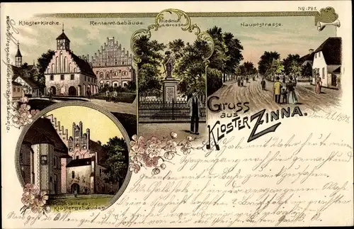 Litho Kloster Zinna Jüterbog in Brandenburg, Klosterkirche, Rentamt, Hauptstraße