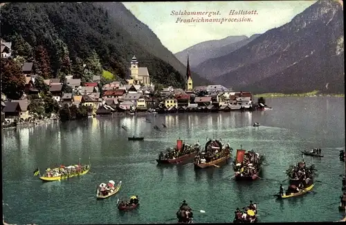 Ak Hallstatt im Salzkammergut Oberösterreich, Fronleichmansprocession