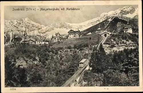 Ak Hungerburg Innsbruck Tirol, Hungerburgbahn mit Mariabrunn