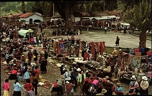 Ak Cuzco Peru, Mercado tipico de Pisac, Markt