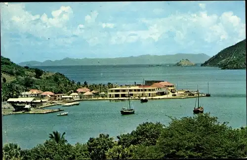 Ak Gustavia Saint Barthélemy Antillen, La Presqu'ile Hotel, Panorama