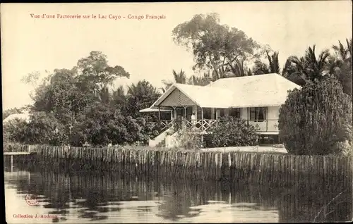 Ak Französisch Kongo, Vue d'une Factorerie sur le Lac Cayo