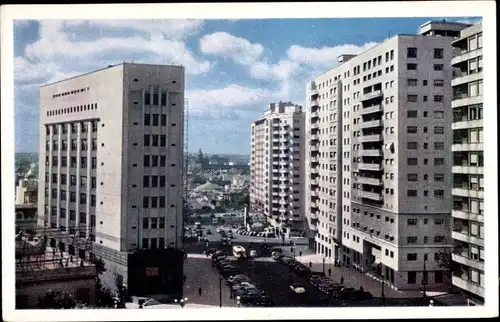 Ak Montevideo Uruguay, La Avenida Agraciada, Straßenpartie, Hochhäuser