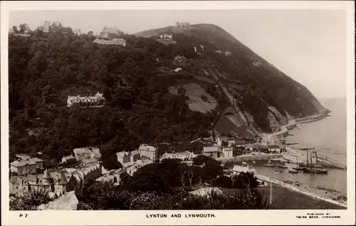 Ak Lynton Devon England, Lynmouth, Teilansicht